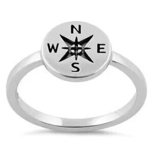 New Sterling Silver Compass Ring Boho Casual Jewelry